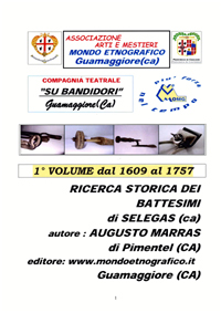 Primo volume Ricerca battesimi Selegas