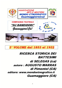 Terzo volume Ricerca battesimi Selegas