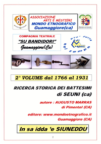 Secondo volume Ricerca battesimi Seuni